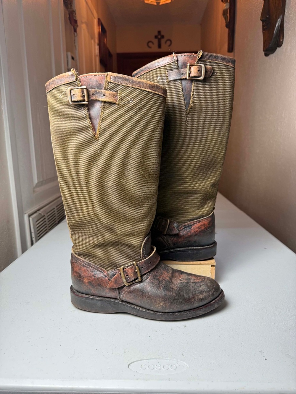 Chippewa Cutter Snake Boot 17" Men's 9.5 Leather Canvas Moc Toe USA